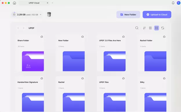 Uploaded files on UPDF Cloud on Mac