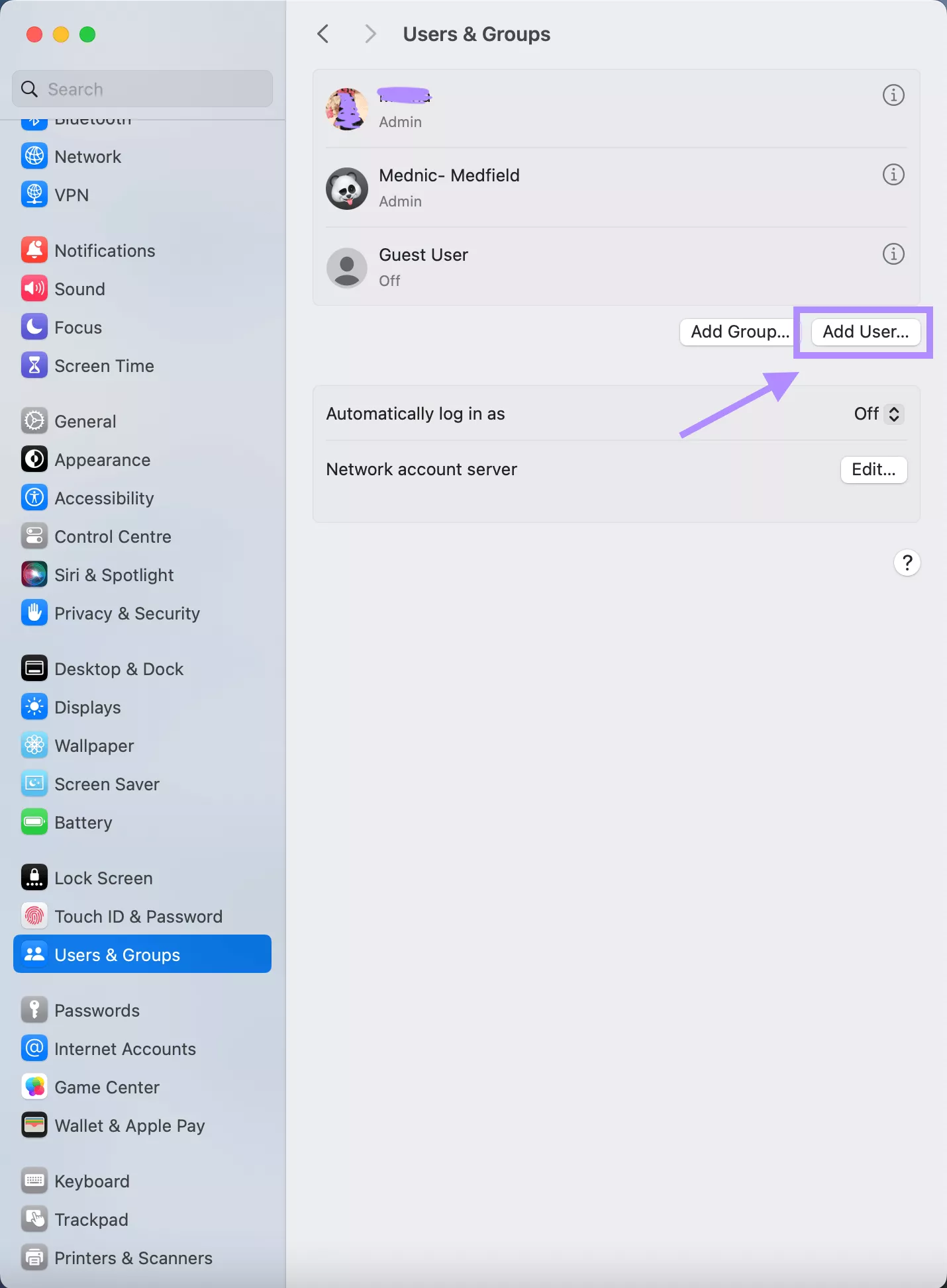 add new user profile on mac
