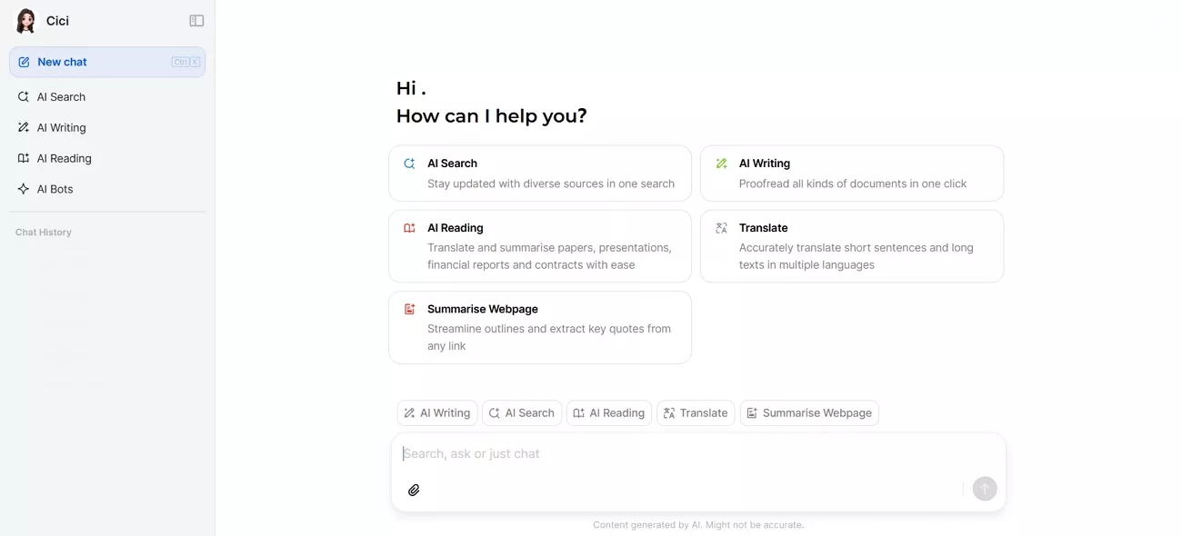access cici ai tool by web