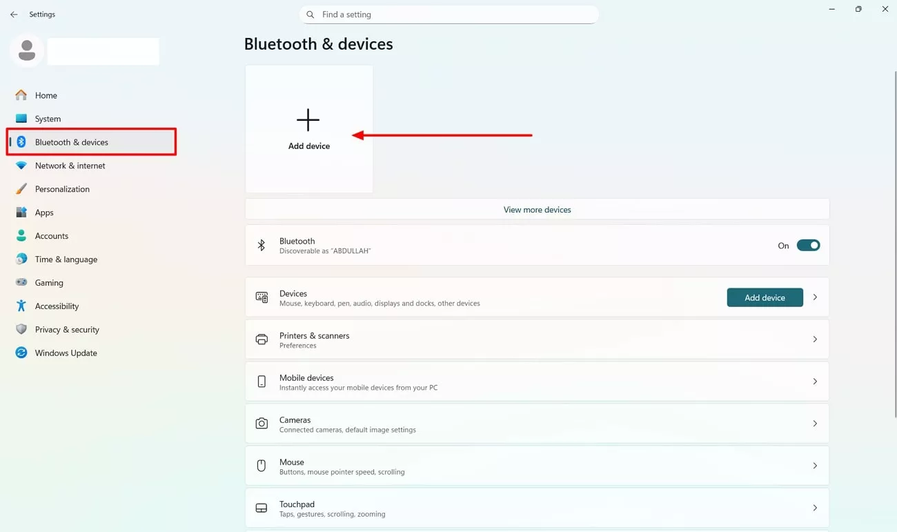 add device across bluetooth