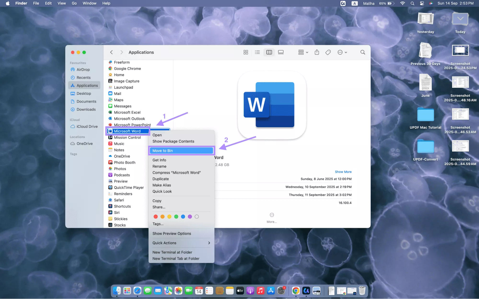 delete Microsoft word on mac
