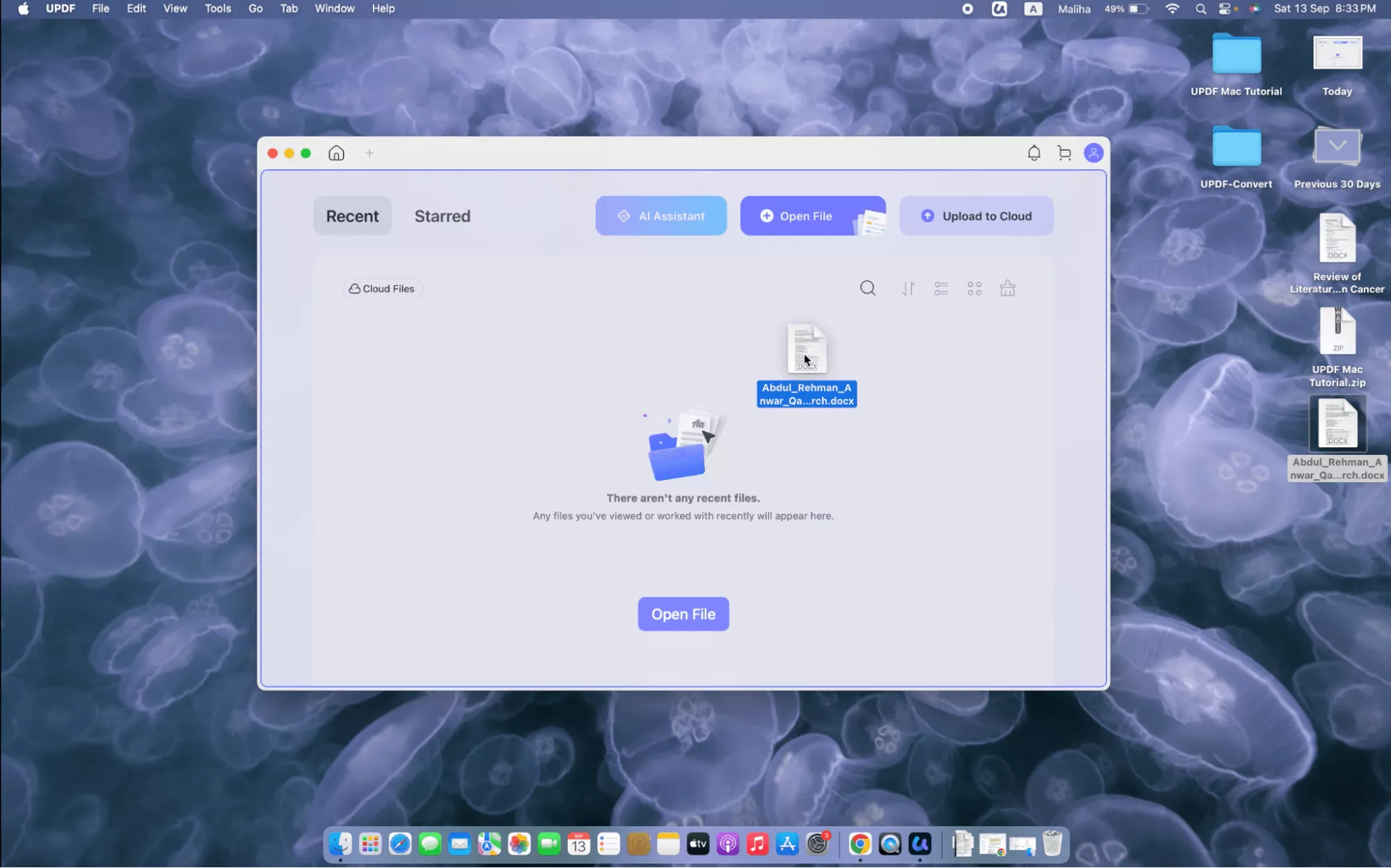 drag and drop word file to updf mac