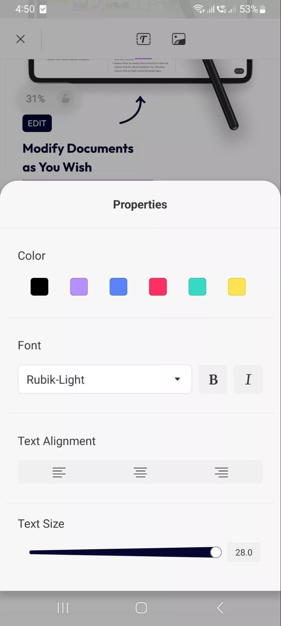 edit pdf documents in android updf