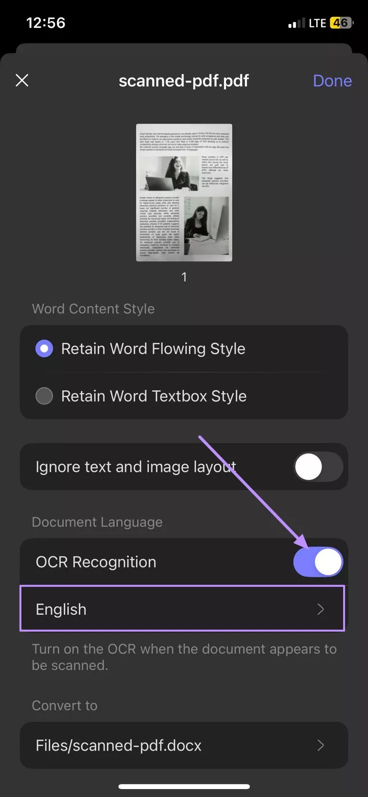 Image Alt: enable ocr recognition updf ios