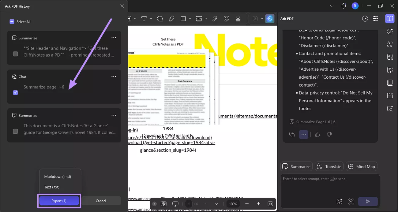export in desired format updf ai windows