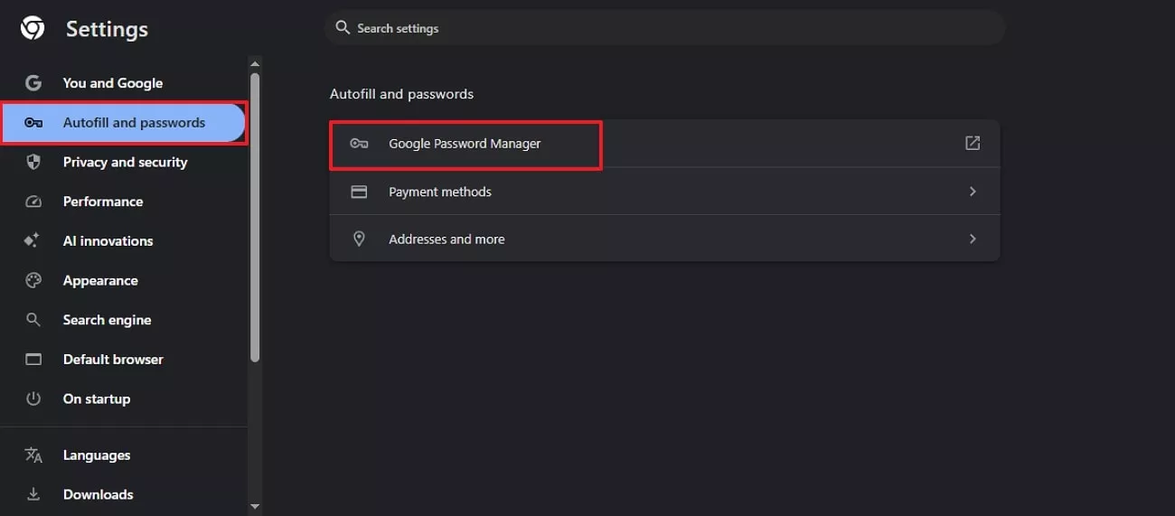 choose google password manager