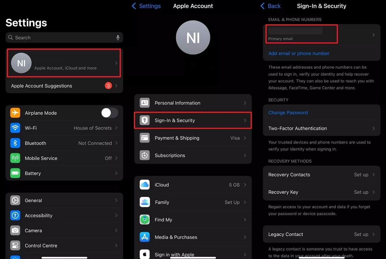 click on sign-in and security