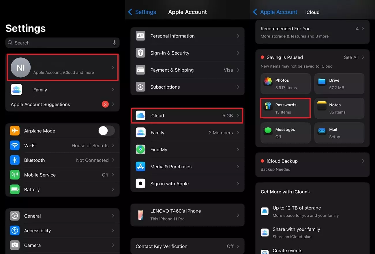 Image alt: access icloud to select password