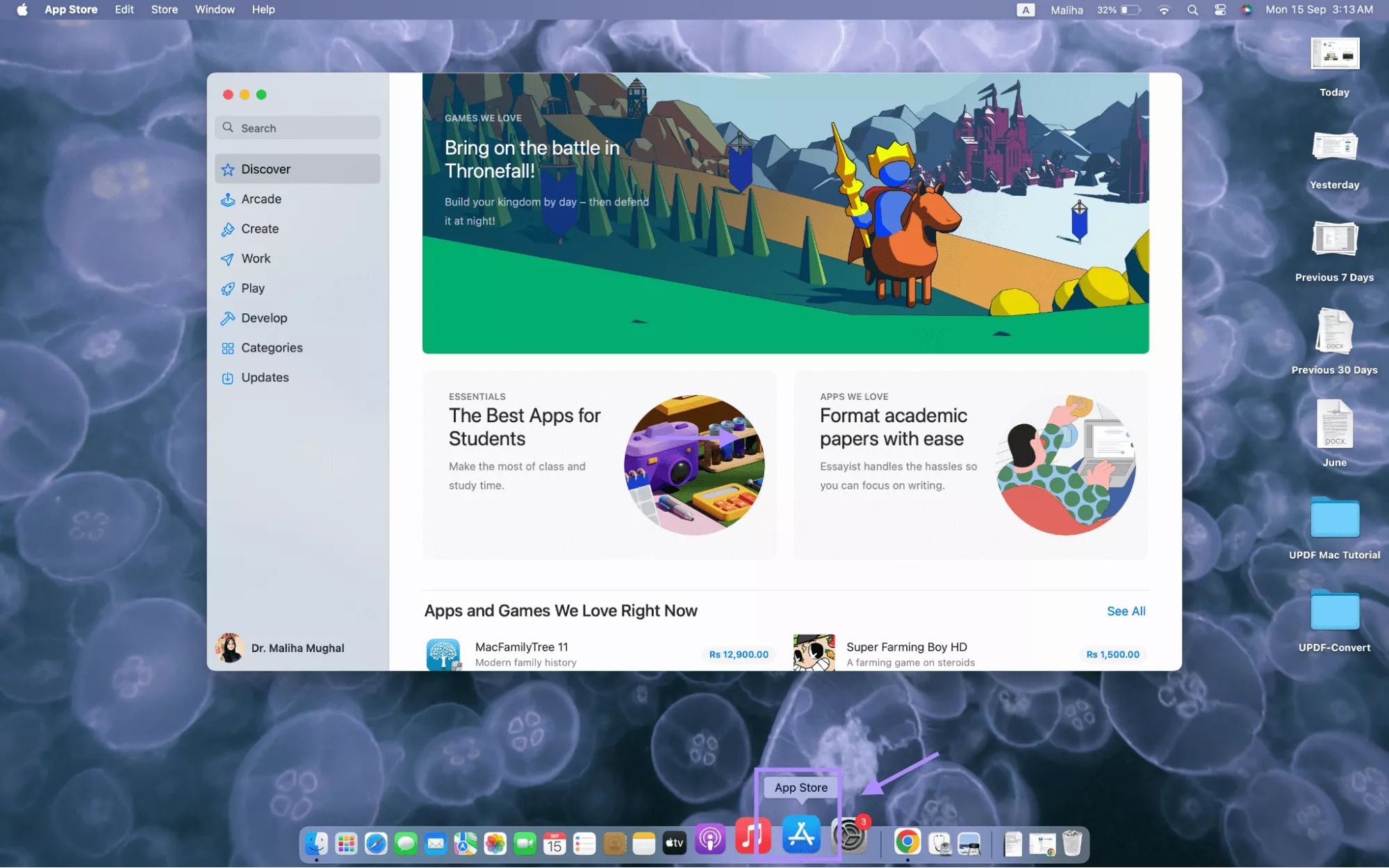 Alt text: open app store from dock