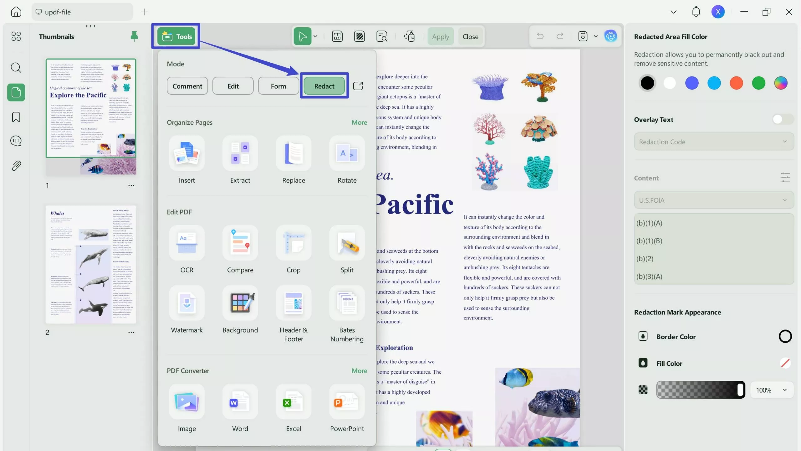 how to redact in adobe redact icon updf
