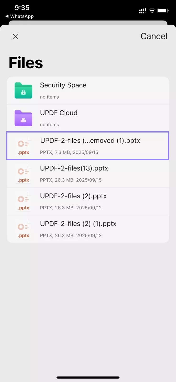 : select the ppt file.