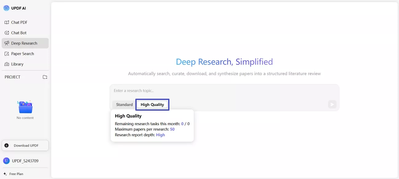 UPDF AI scholar research