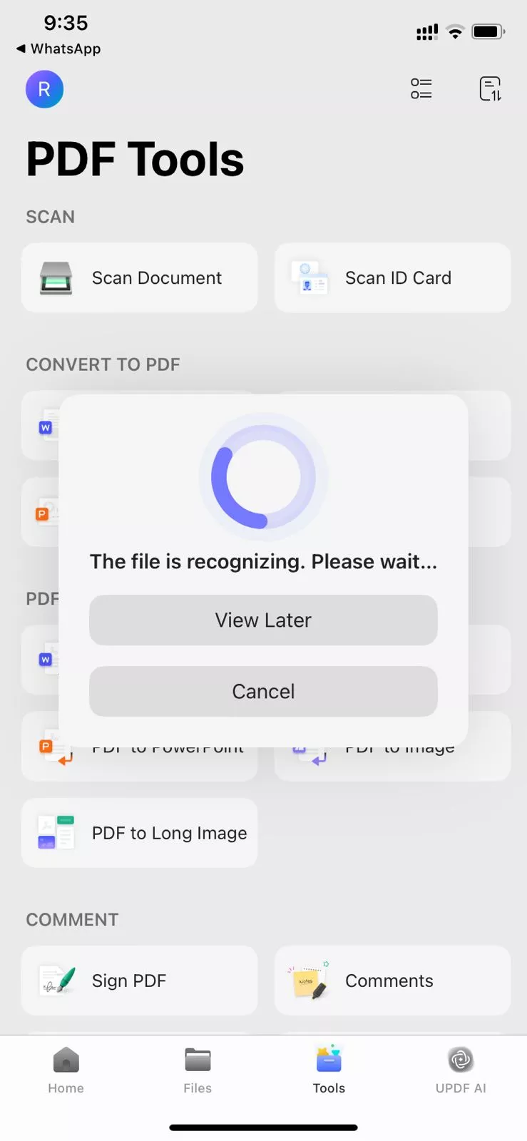 updf recognizing and converting the file updf iphone