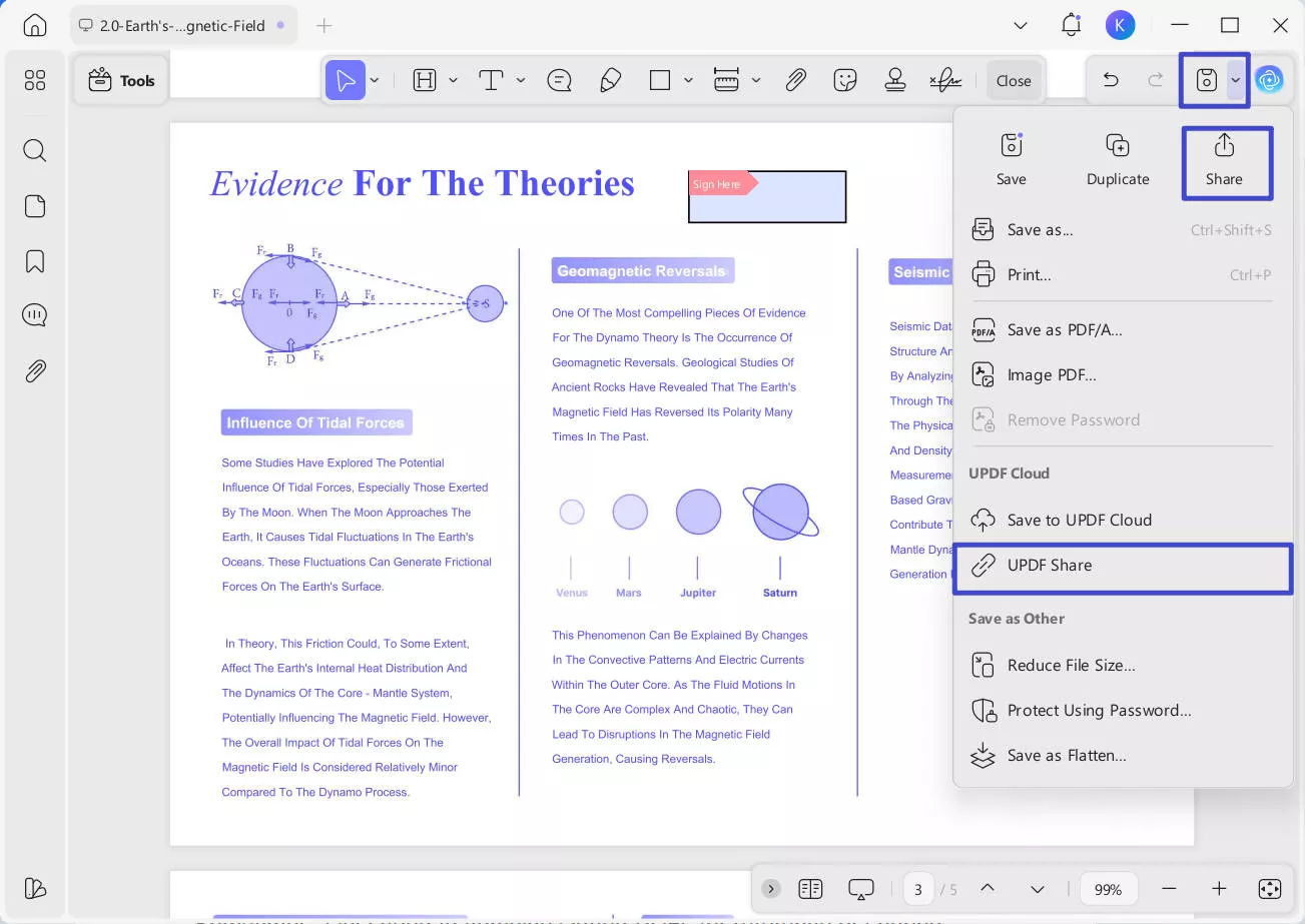 updf save as dialog box for exporting the newly signed pdf