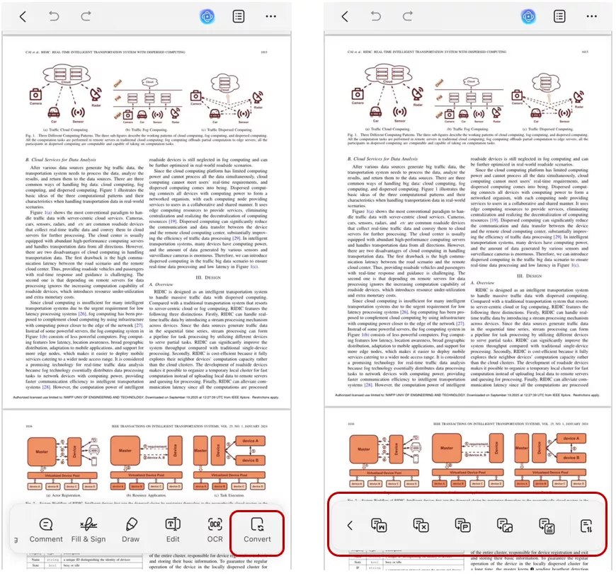 converting into excel format in with updf app