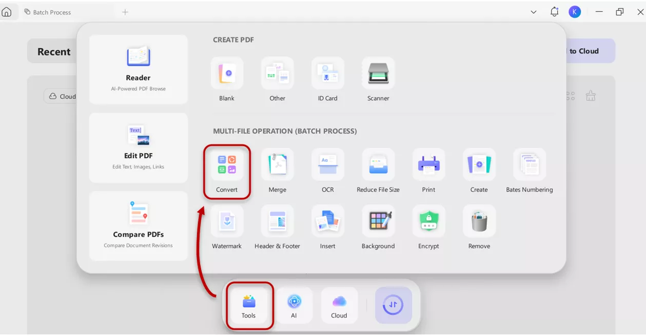 batch converting files in updf