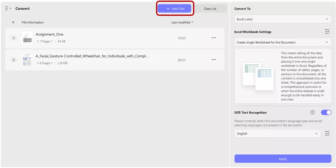 adding files in updf for editing