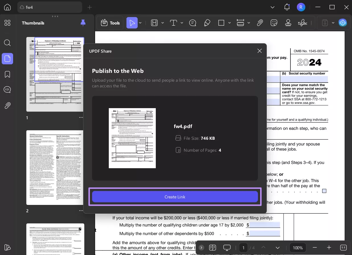 create pdf link in updf windows