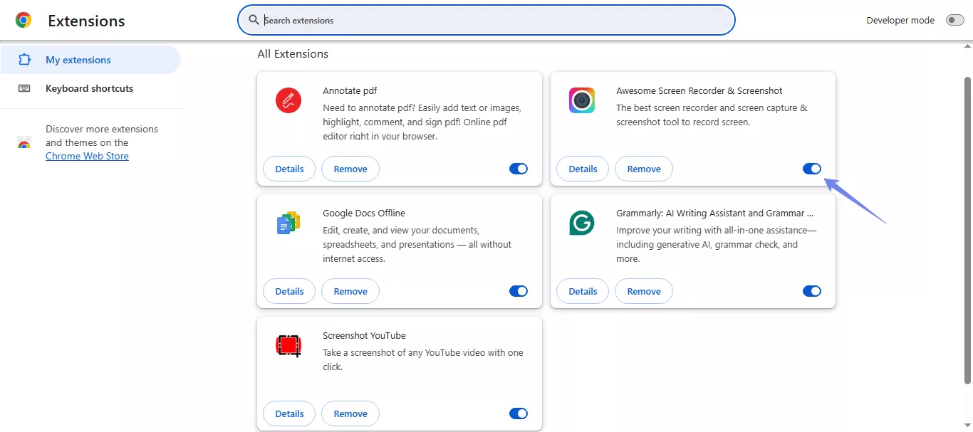 disable extensions browser