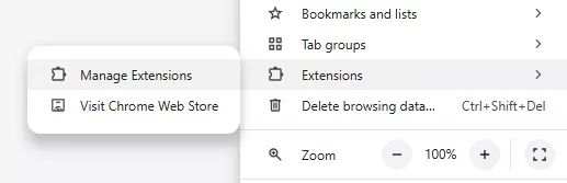 go to manage extensions.