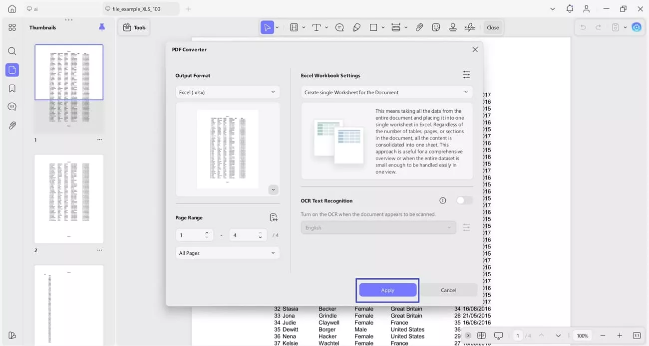 convert pdf to excel with updf