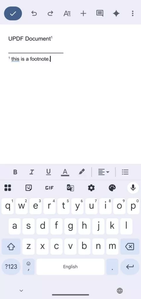 Showcasing Footnote in Google Docs