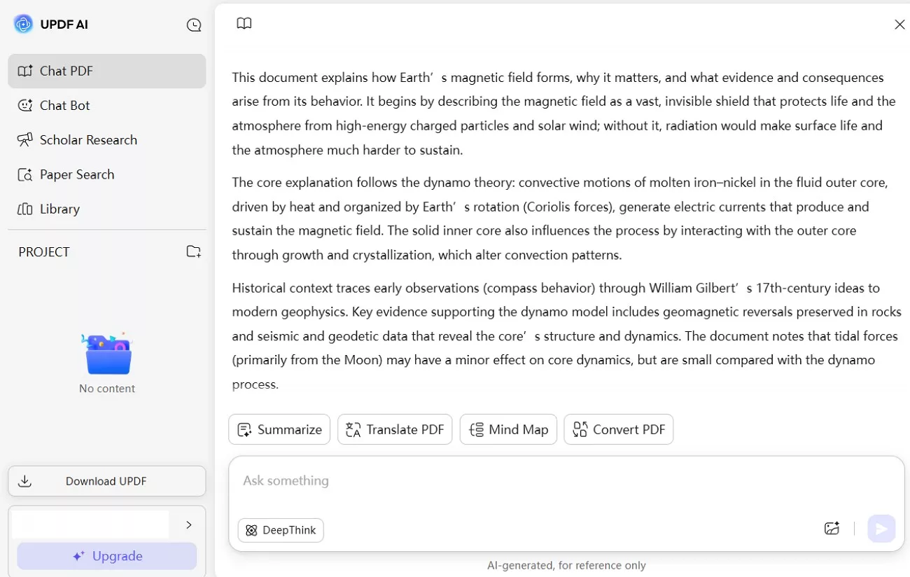 chat pdf in updf ai
