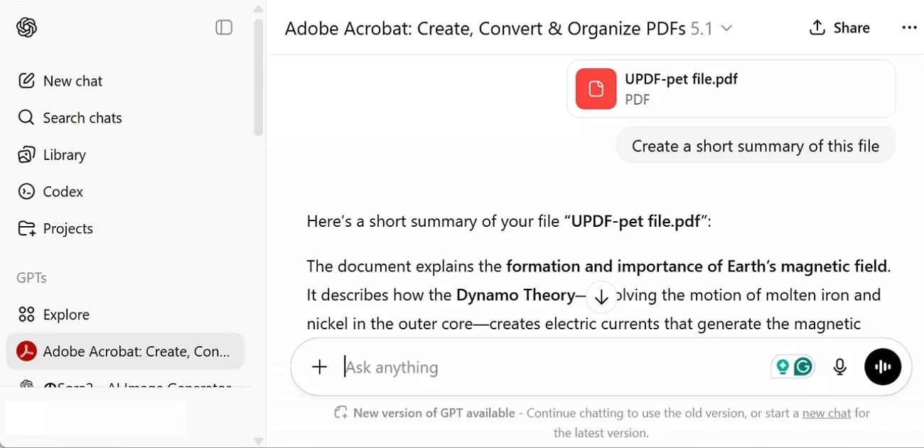 summary tools in acrobat gpt