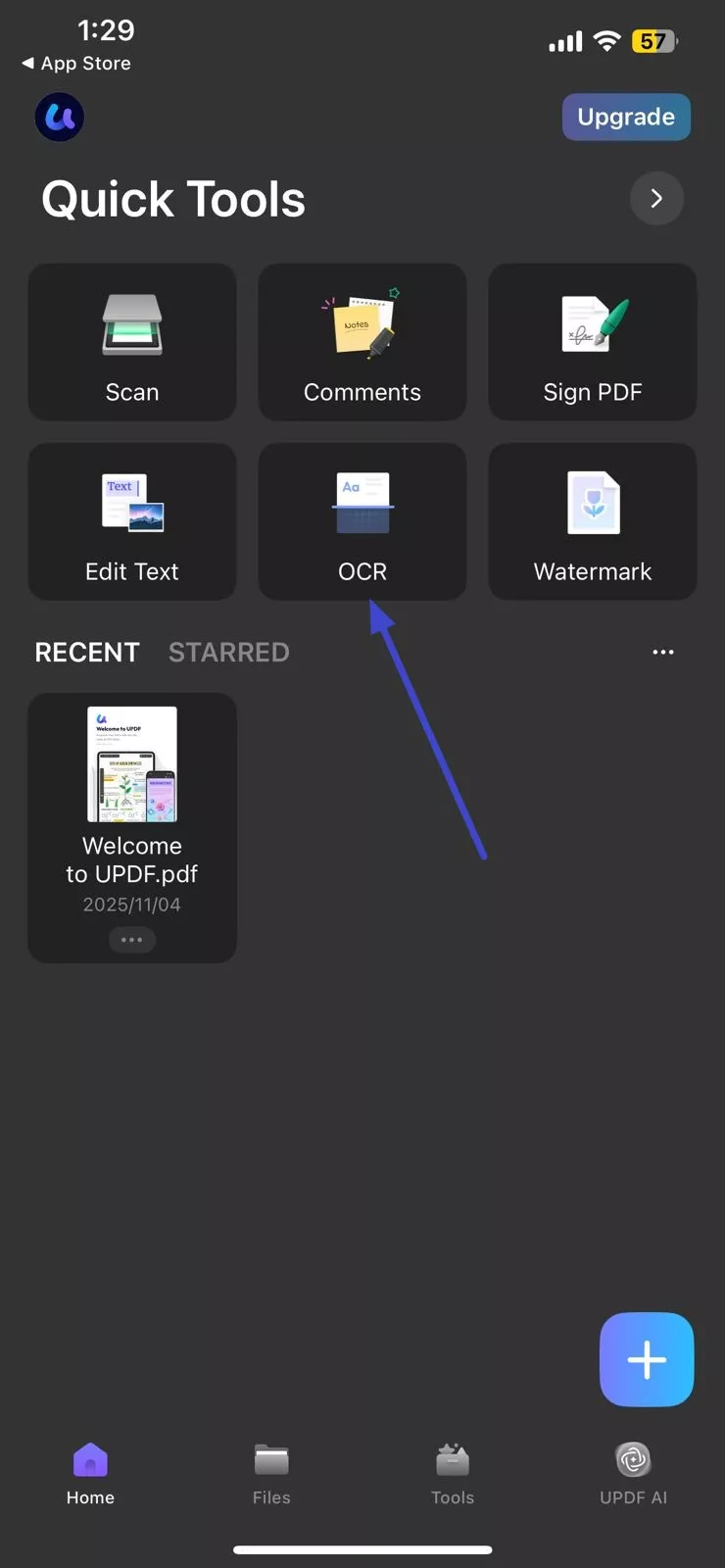access feature on updf app