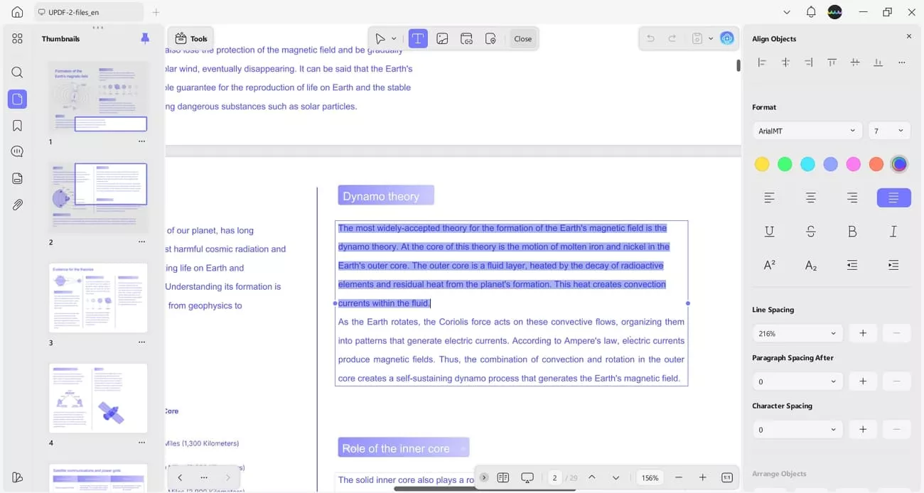 adjust pdf text updf