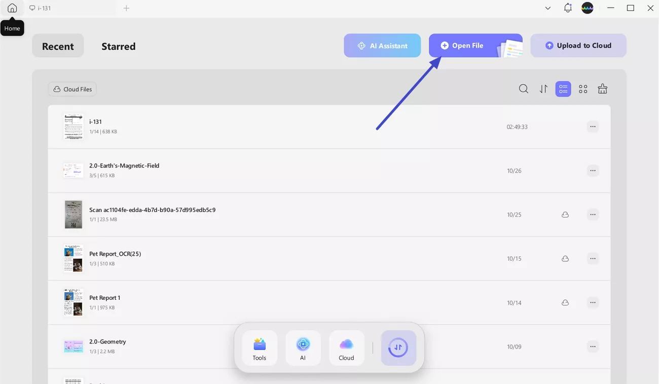 access updf import i-131 form