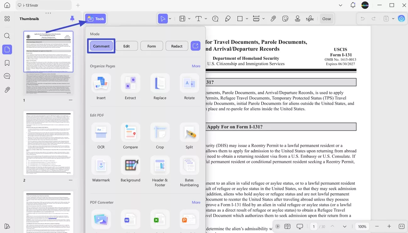 access the comment section