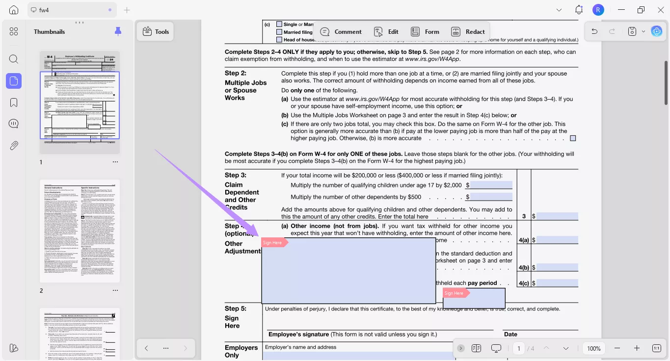 double-click the sign here box