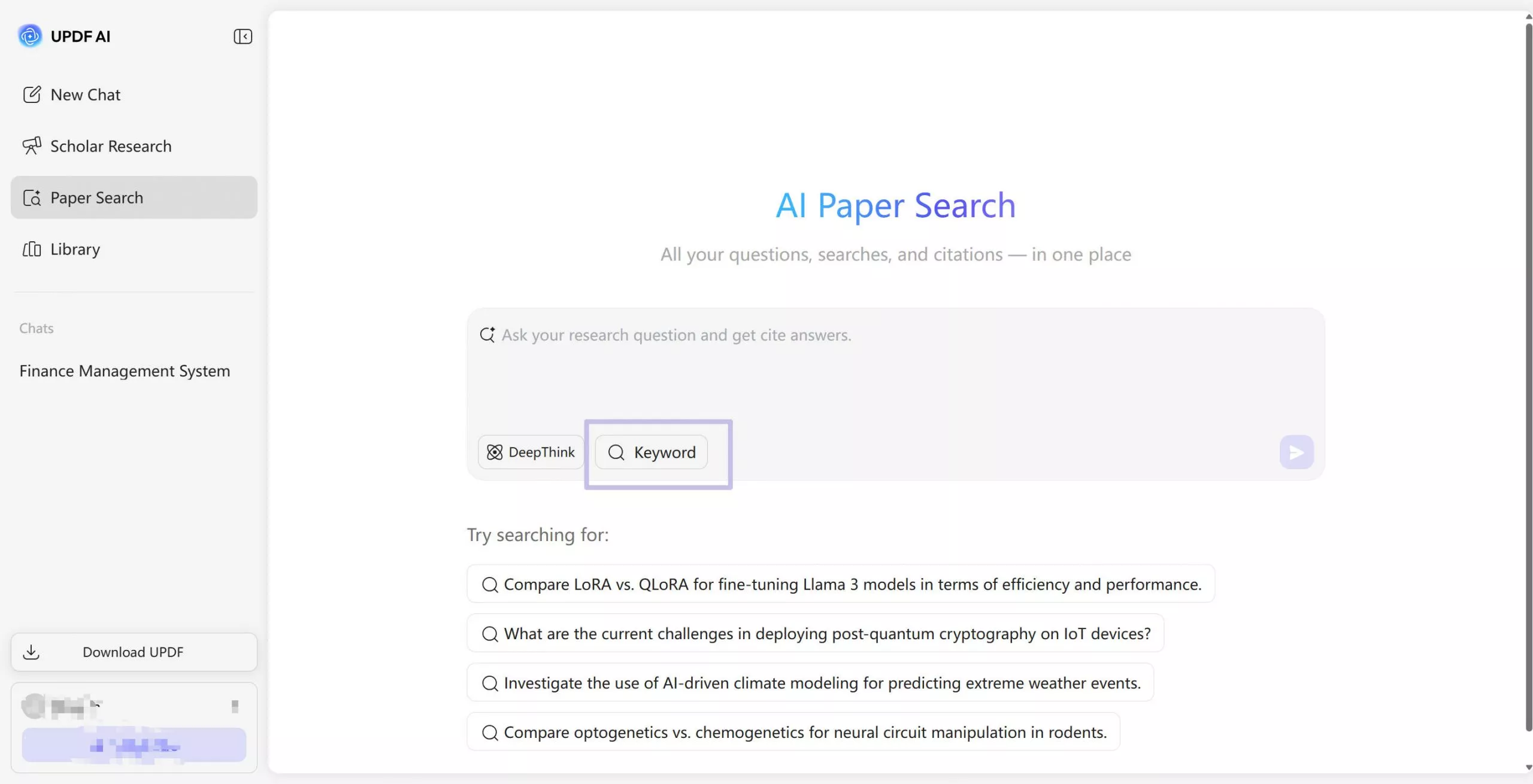 enter keyword and search