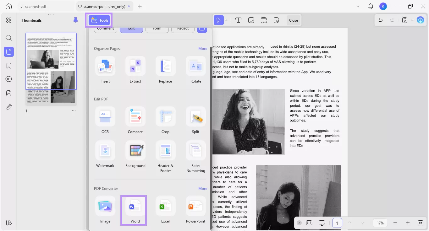 choose word under tools