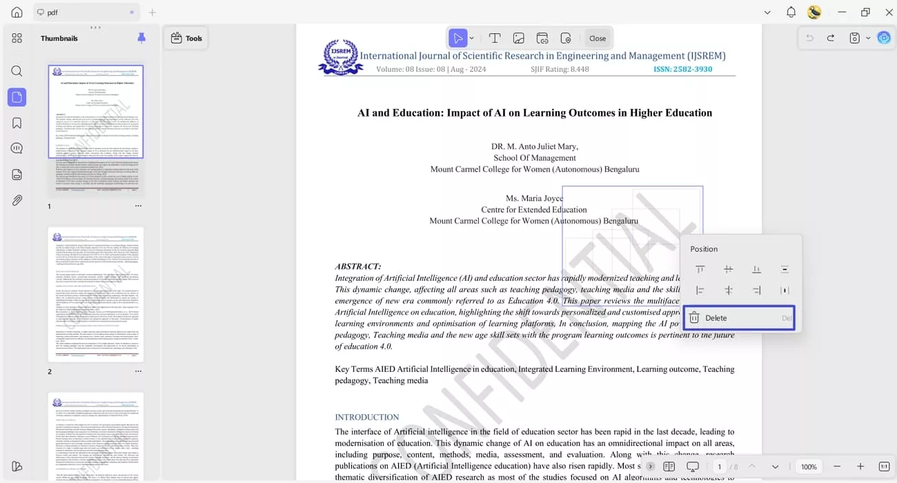select delete text watermark pdf