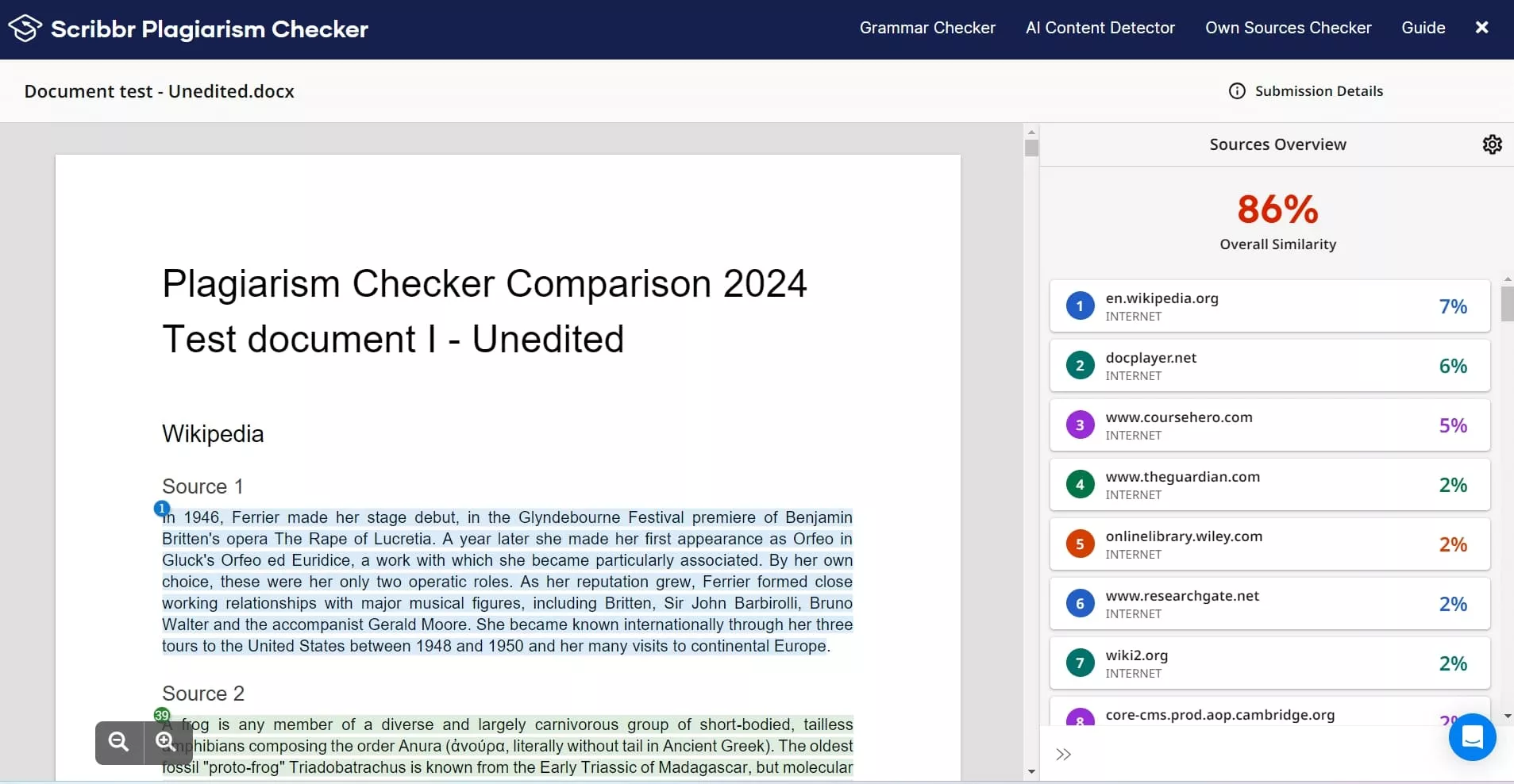 check plagiarism report scribbr