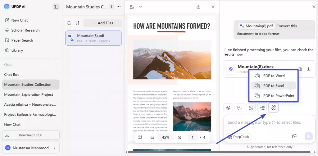 updf ai pdf conversion